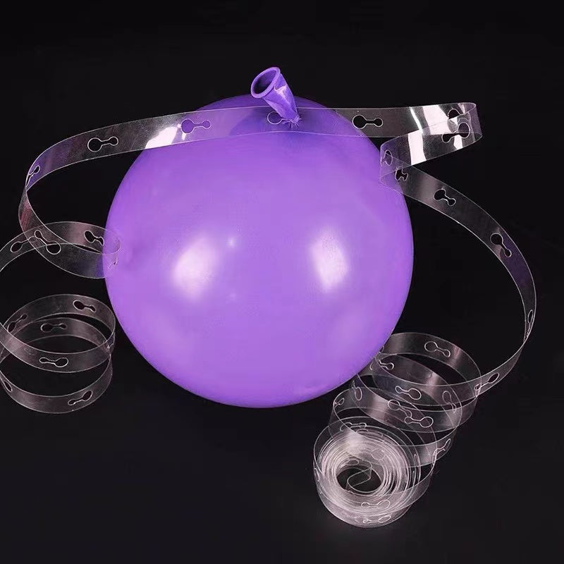 你可以非常輕鬆地製作氣球鏈！氣球雙孔連結鏈氣球W連結頭氣球生日派對透明5m易打結